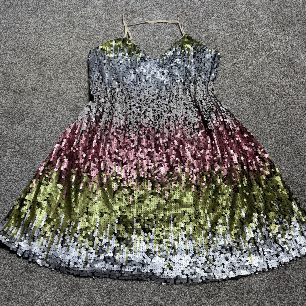 Women S Ombre Sequin V Neck Mini Dress Party Festival Pink Green Taylor Swift